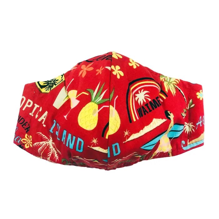 Earrings Hawaiian Print Adult Fashion Face Mask ROYALHAWNCREAT
