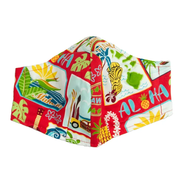 Earrings Hawaiian Print Adult Fashion Face Mask ROYALHAWNCREAT