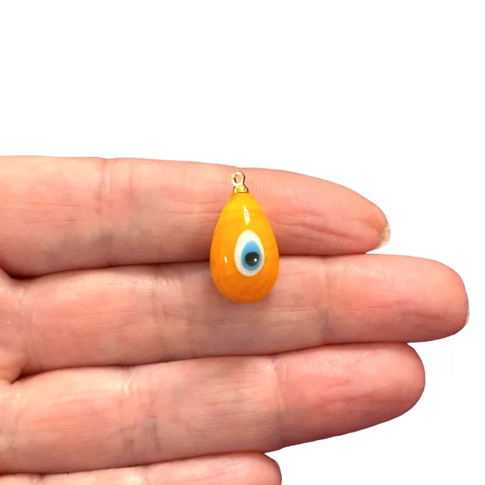 Hand Made Murano Glass Double Side Evil Eye Drop Charm With 24Kt Gold Plated Pin Peppy Beads Earrings