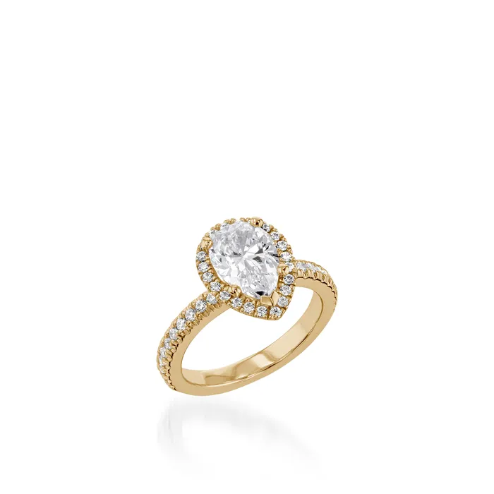 John Atencio Rings Majesty Pear Yellow Gold Engagement Ring
