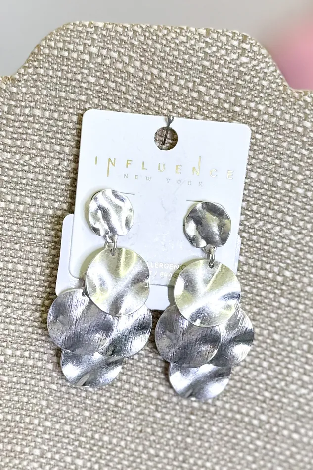 Linked Metal Disc Tassel Drop Earrings Silver Judson Earrings Linked Metal Disc Tassel Drop Earrings Silver Judson Earrings