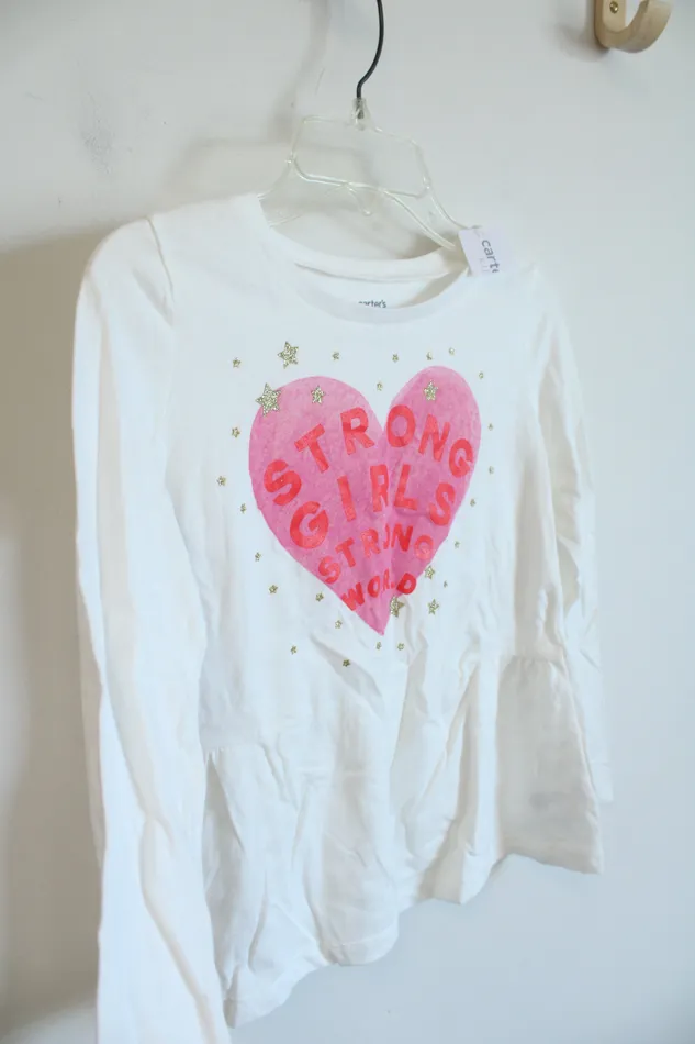 NEW Carters Strong Girls Strong World Gold Star Heart White Shirt Youth 8 Carters Necklaces