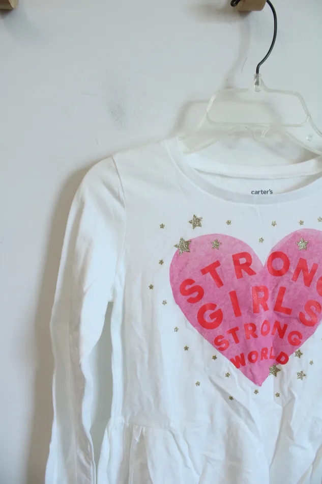 NEW Carters Strong Girls Strong World Gold Star Heart White Shirt Youth 8 Carters Necklaces