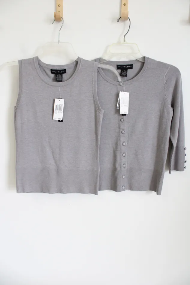 NEW Grace Elements Butter Soft Gray Knit Matching Tank Cardigan PP Petite Grace Elements Earrings NEW Grace Elements Butter Soft Gray Knit Matching Tank Cardigan PP Petite Grace Elements Earrings