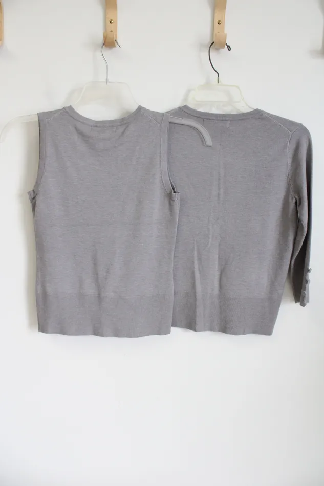 NEW Grace Elements Butter Soft Gray Knit Matching Tank Cardigan PP Petite Grace Elements Earrings