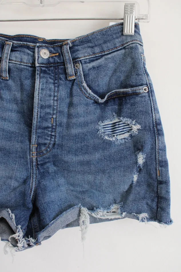 Old Navy Higher High Rise SkyHi ALine Distressed Jean Shorts 4 Old Navy Earrings
