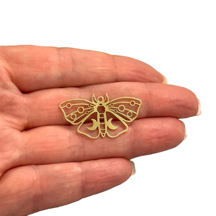 Peppy Beads Charm Necklaces Raw Brass Butterfly Charm Laser Cut Butterfly Charm