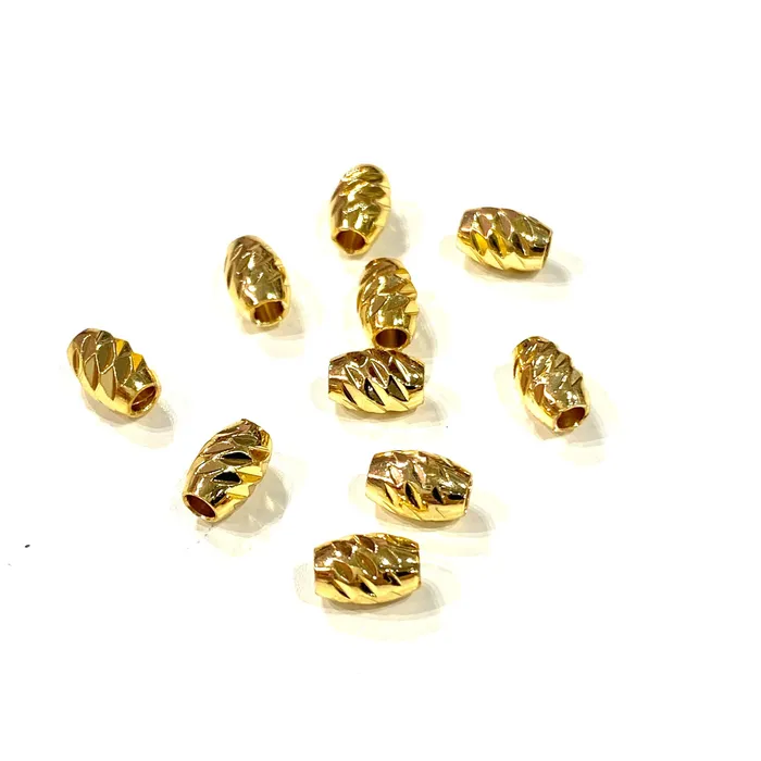 Peppy Beads Earrings 24Kt Gold Plated Brass Rice Spacer 6mm Brass Rice Spacers 10 Pcs in a pack Peppy Beads Earrings 24Kt Gold Plated Brass Rice Spacer 6mm Brass Rice Spacers 10 Pcs in a pack