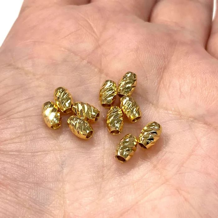 Peppy Beads Earrings 24Kt Gold Plated Brass Rice Spacer 6mm Brass Rice Spacers 10 Pcs in a pack Peppy Beads Earrings 24Kt Gold Plated Brass Rice Spacer 6mm Brass Rice Spacers 10 Pcs in a pack