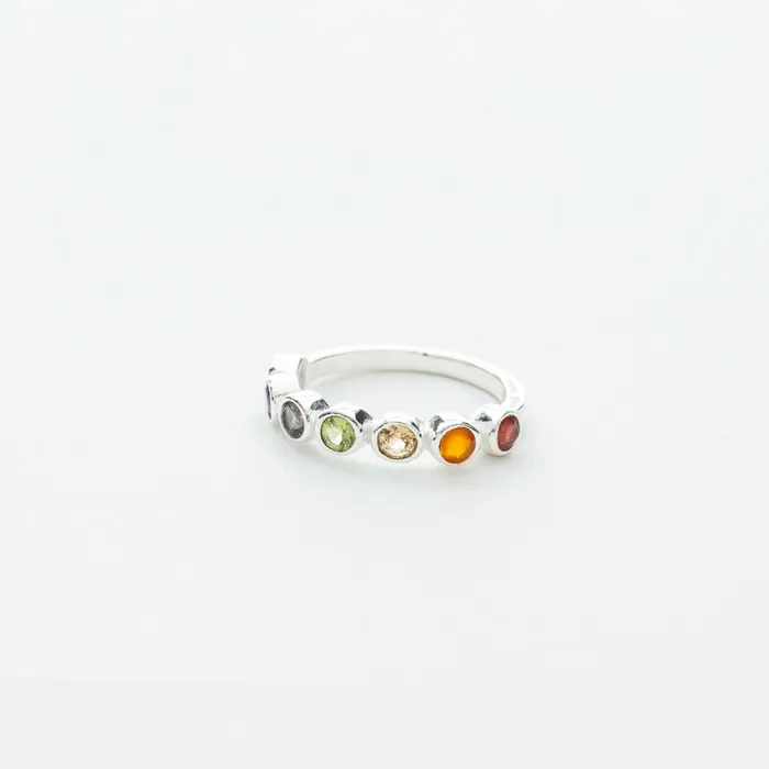 Tiger Mountain Rings 7 Stone Chakra Ring in Silver