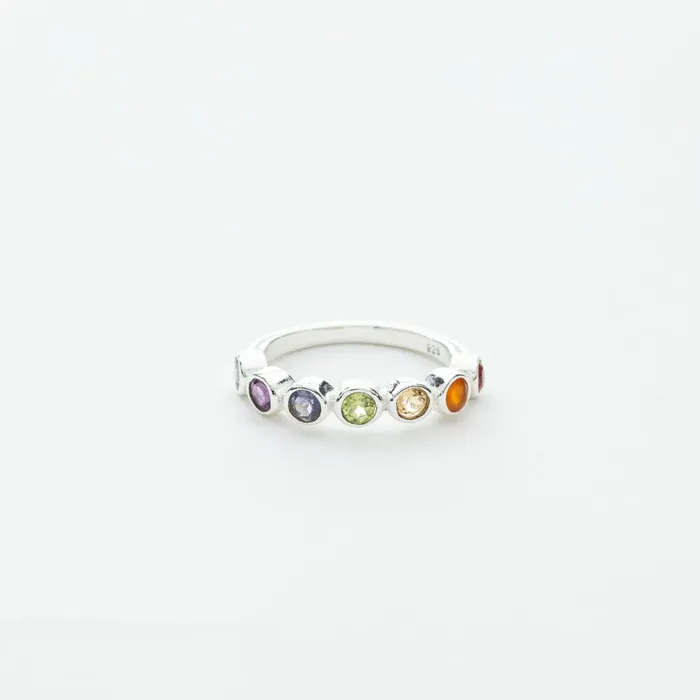 Tiger Mountain Rings 7 Stone Chakra Ring in Silver
