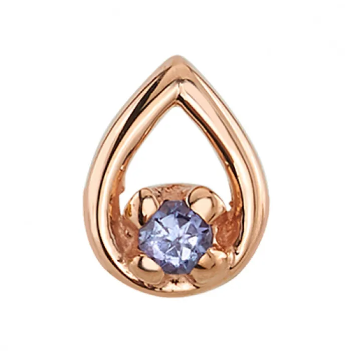 Earrings Body Vision BVLA Melody Tear Threaded End in Gold with Tanzanite