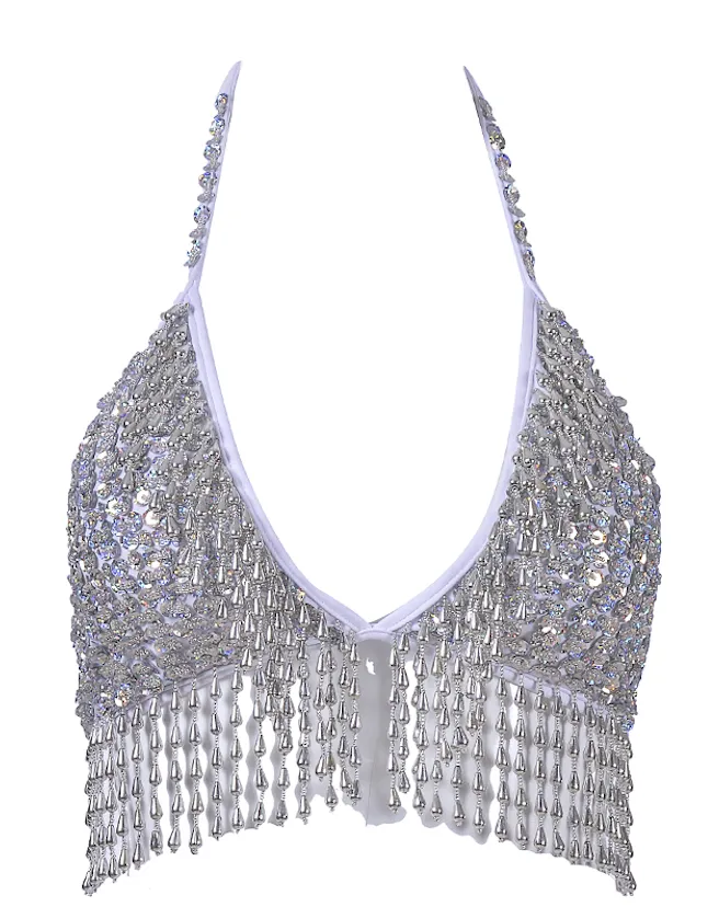 Earrings THE LUMi SHOP Hand Stitched Sequin Bra Top Moonlight