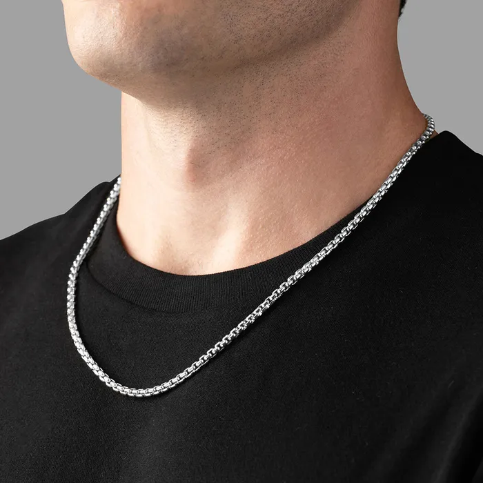 Proclamation Jewelry Rings 35mm Silver Round Box Chain