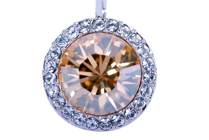 Red Earrings E7157 Dazzling Champagne Brilliant Round Rhodium Plated Swarovski Elements Earrings