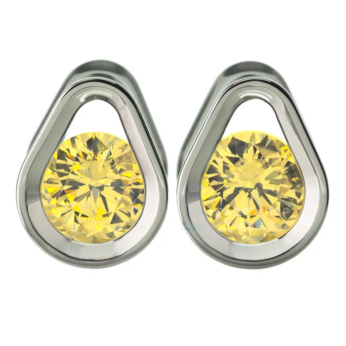 Single Gem Teardrop Eyelets with BrilliantCut Gem Citrine Anatometal Necklaces Single Gem Teardrop Eyelets with BrilliantCut Gem Citrine Anatometal Necklaces