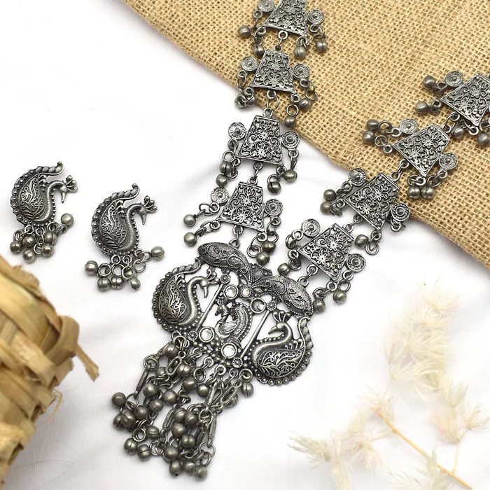 Teejh Necklaces Teejh Siddhi Silver Oxidised Necklace