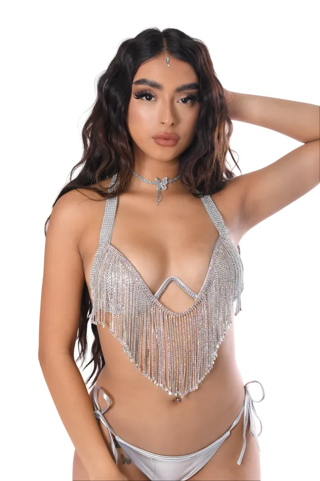 THE LUMI SHOP Rings Silver Disco Diamond Tassel Top