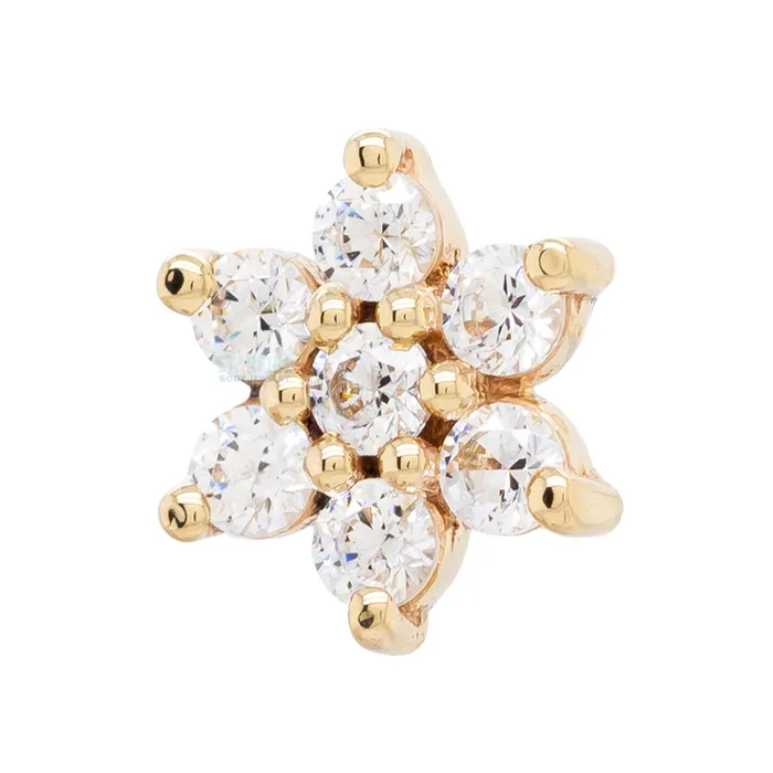 threadless Flower 2 Pin in Gold with White CZs Body Vision BVLA Earrings