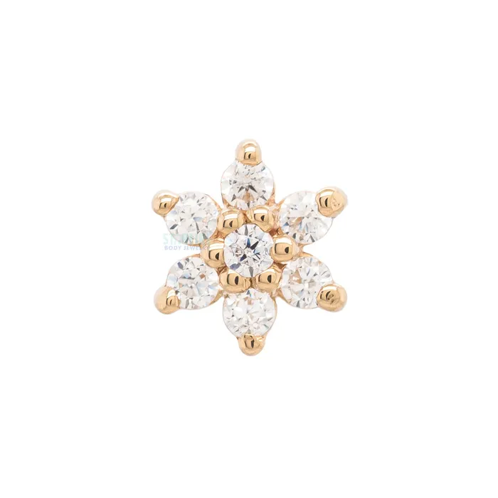threadless Flower 2 Pin in Gold with White CZs Body Vision BVLA Earrings