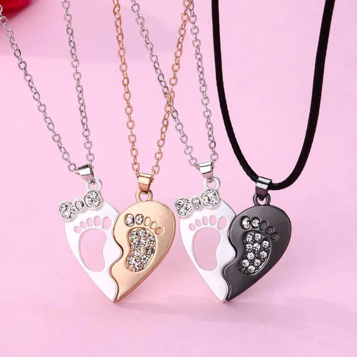 Two Piece Half Heart Necklace for BFF and Couple worldnetgifts Necklaces