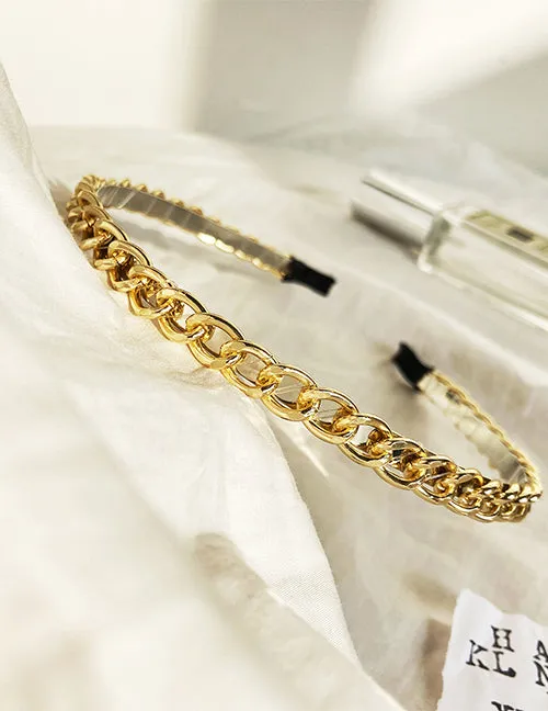 02 Rings H740 Gold Chain Link Hair Band