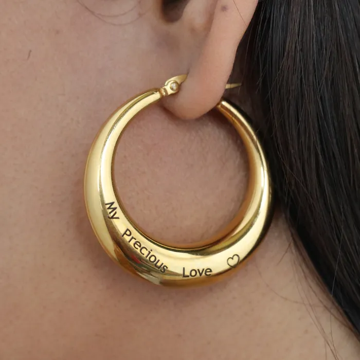 18K GoldFilled Custom Name Hoop Earrings Personalized Large Hoops Jewelvers Earrings