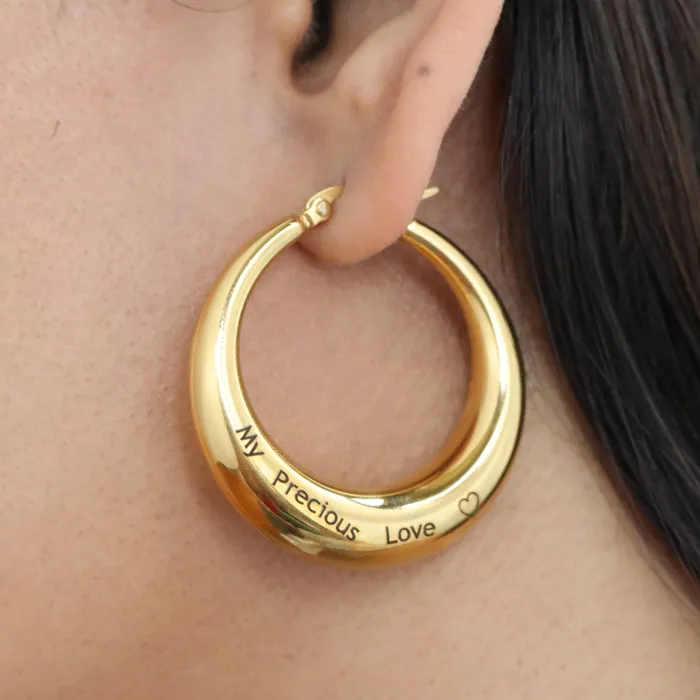18K GoldFilled Custom Name Hoop Earrings Personalized Large Hoops Jewelvers Earrings