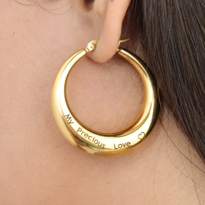 18K GoldFilled Custom Name Hoop Earrings Personalized Large Hoops Jewelvers Earrings