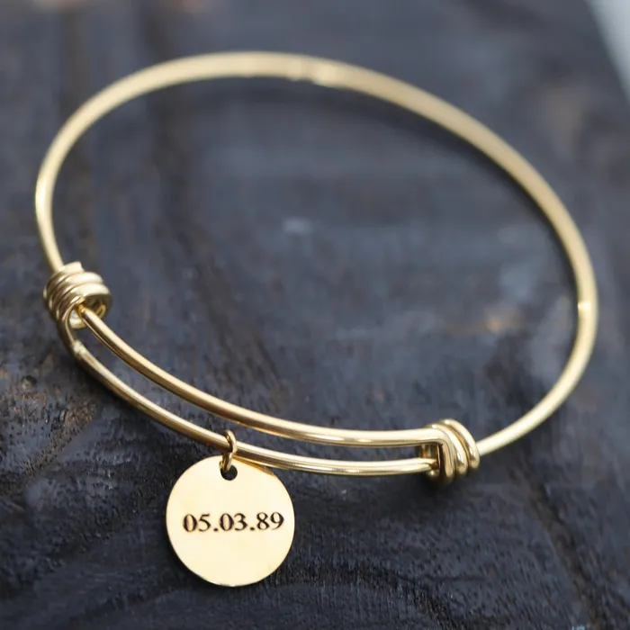 18K GoldFilled Personalized Name Bracelet Large Gold Knot Bangle Customized Engraved Disc Charm Bangle Bracelet Jewelvers Bracelets 18K GoldFilled Personalized Name Bracelet Large Gold Knot Bangle Customized Engraved Disc Charm Bangle Bracelet Jewelvers Bracelets