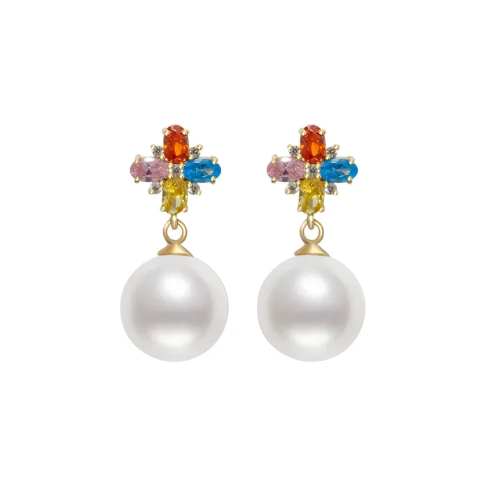 18K Solid Gold Edison Pearl Earrings KE00006 Pearly Lustre Earrings