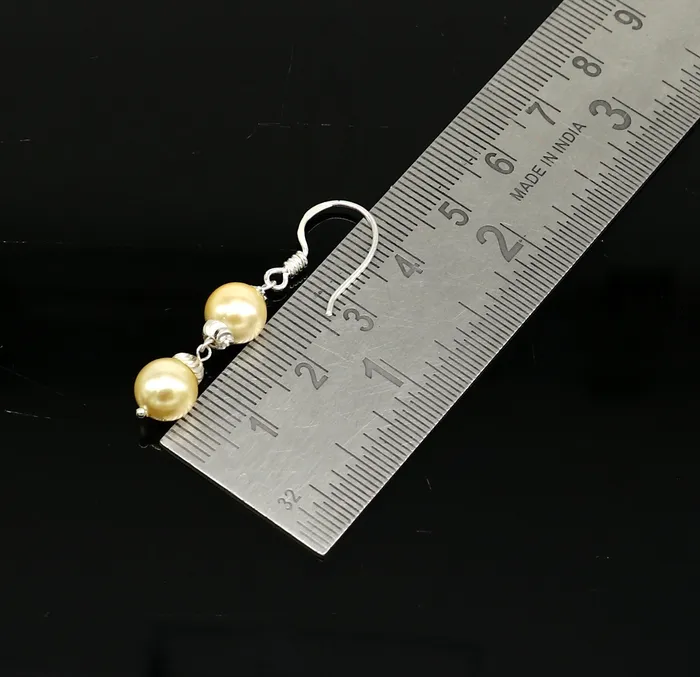 925 sterling silver handmade hoops pearl earring stunning drop dangling earring amazing bridesmaid customized hook earring s918 TRIBAL ORNAMENTS Earrings