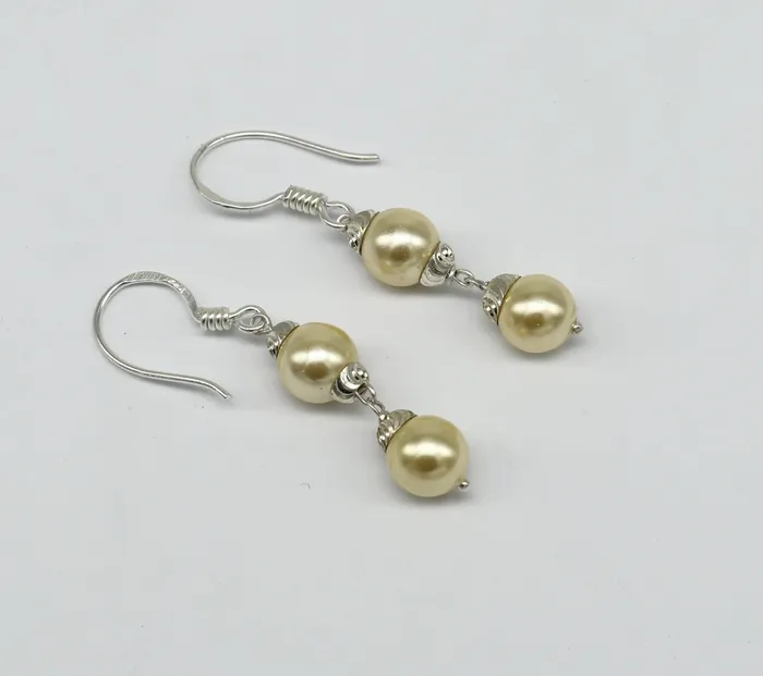 925 sterling silver handmade hoops pearl earring stunning drop dangling earring amazing bridesmaid customized hook earring s918 TRIBAL ORNAMENTS Earrings
