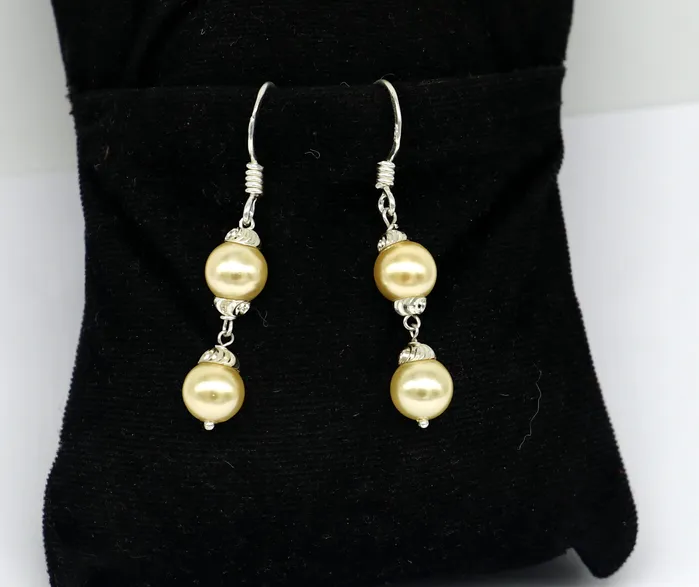 925 sterling silver handmade hoops pearl earring stunning drop dangling earring amazing bridesmaid customized hook earring s918 TRIBAL ORNAMENTS Earrings