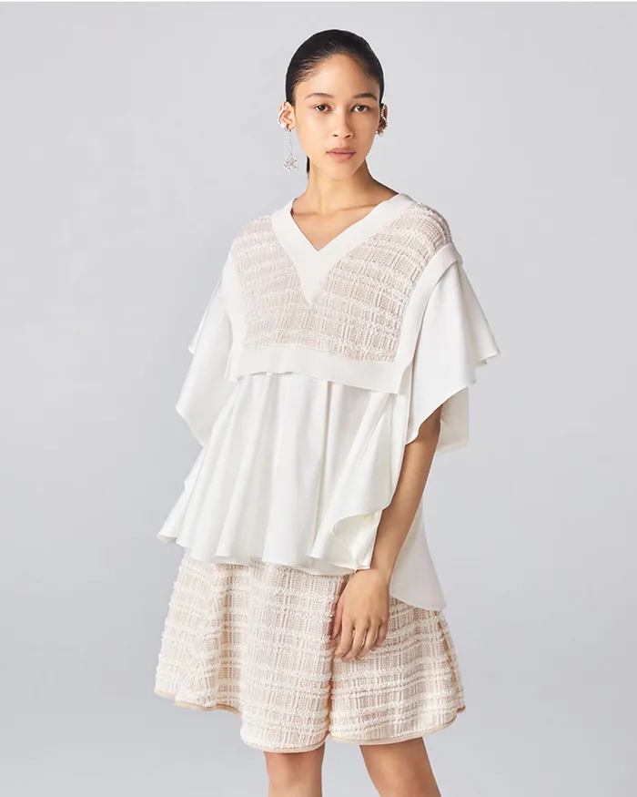 ADEAM Linen Beige Kagura Knit Top Earrings