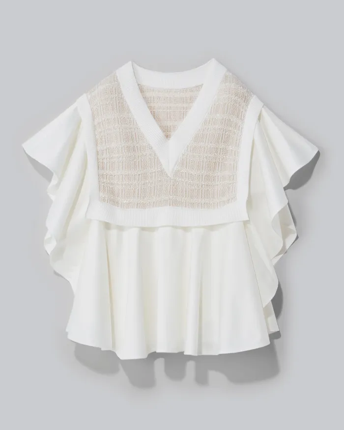 ADEAM Linen Beige Kagura Knit Top Earrings ADEAM Linen Beige Kagura Knit Top Earrings