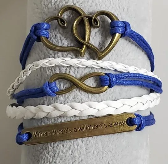 alice Bracelets B781 Blue White Where Theres A Will Theres A Way Heart Infinity Leather Layer Bracelet alice Bracelets B781 Blue White Where Theres A Will Theres A Way Heart Infinity Leather Layer Bracelet