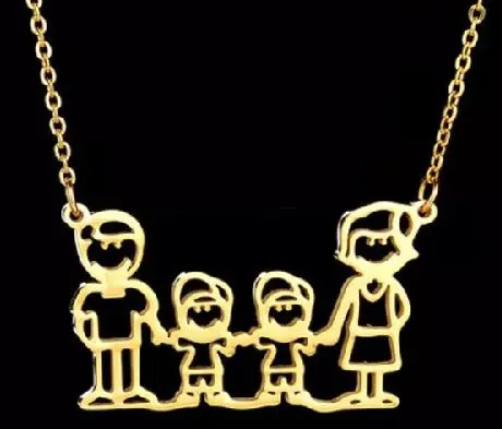 alice Necklaces AZ362 Gold 2 Boys Family Necklace with FREE EARRINGS