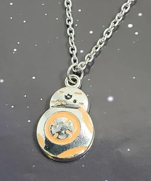 alice Necklaces N1181 Silver Light Orange Robot Necklace with FREE EARRINGS