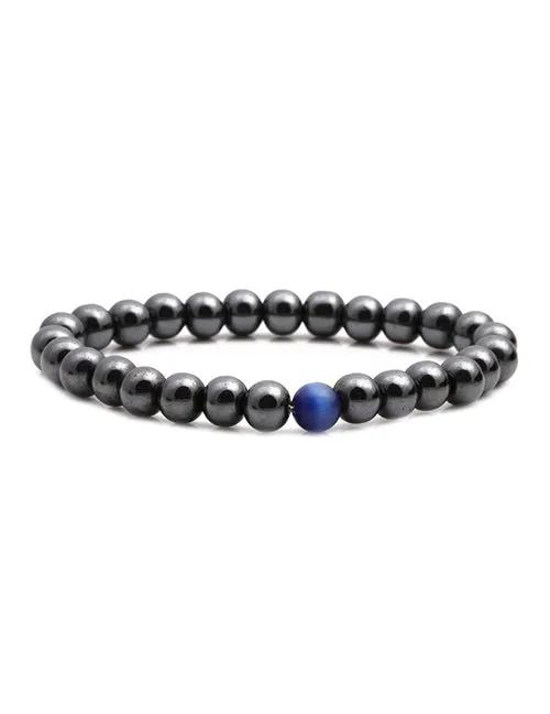 B838 Gun Metal Blue Beaded Bracelet 02 Bracelets