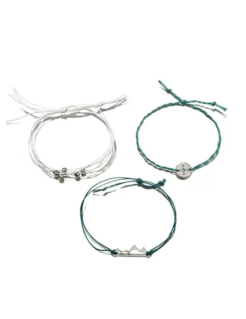 B840 Silver Compass Mountains Bracelet Set 02 Bracelets