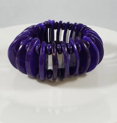 Bracelets Polly B829 Purple Wooden Disk Bead Bracelet