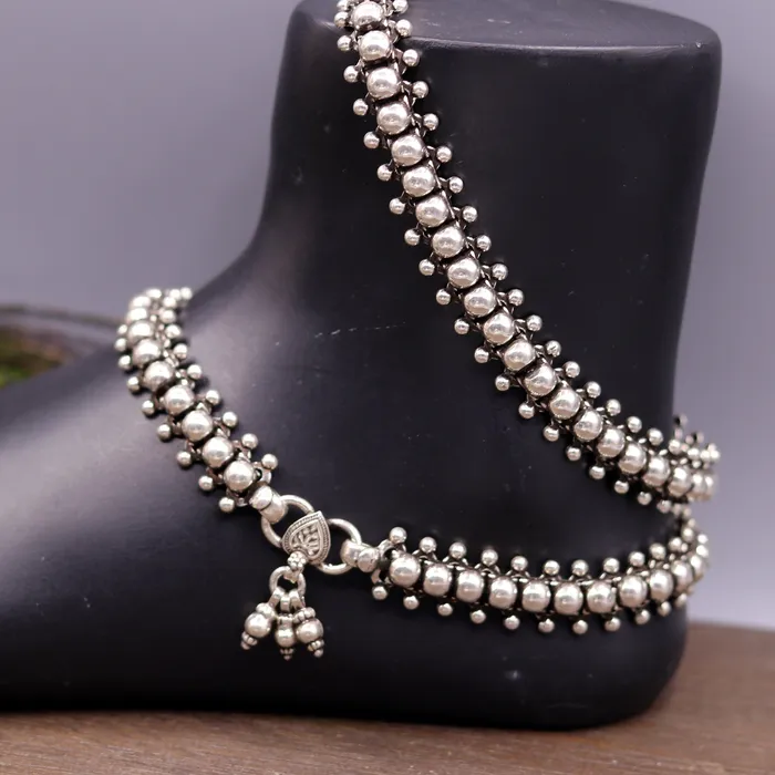 Bracelets TRIBAL ORNAMENTS Gorgeous flexible anklet real 925 sterling silver handmade vintage design ankle bracelet excellent tribal jewelry ank33 Bracelets TRIBAL ORNAMENTS Gorgeous flexible anklet real 925 sterling silver handmade vintage design ankle bracelet excellent tribal jewelry ank33