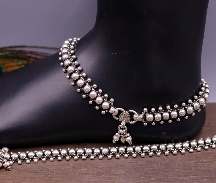 Bracelets TRIBAL ORNAMENTS Gorgeous flexible anklet real 925 sterling silver handmade vintage design ankle bracelet excellent tribal jewelry ank33 Bracelets TRIBAL ORNAMENTS Gorgeous flexible anklet real 925 sterling silver handmade vintage design ankle bracelet excellent tribal jewelry ank33