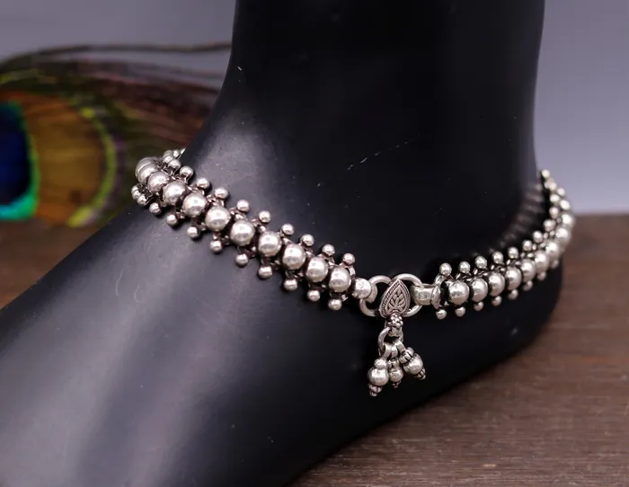 Bracelets TRIBAL ORNAMENTS Gorgeous flexible anklet real 925 sterling silver handmade vintage design ankle bracelet excellent tribal jewelry ank33 Bracelets TRIBAL ORNAMENTS Gorgeous flexible anklet real 925 sterling silver handmade vintage design ankle bracelet excellent tribal jewelry ank33
