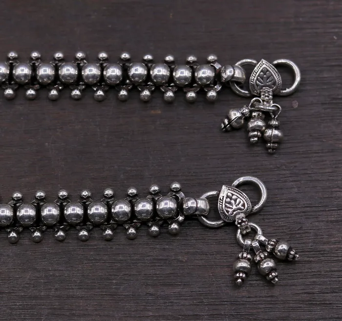 Bracelets TRIBAL ORNAMENTS Gorgeous flexible anklet real 925 sterling silver handmade vintage design ankle bracelet excellent tribal jewelry ank33 Bracelets TRIBAL ORNAMENTS Gorgeous flexible anklet real 925 sterling silver handmade vintage design ankle bracelet excellent tribal jewelry ank33