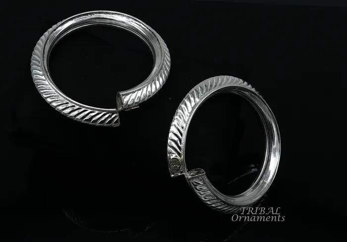 Bracelets TRIBAL ORNAMENTS Vintage antique design handmade Sterling silver baby bracelet foot kada fabulous gifting jewelry from india nsk495