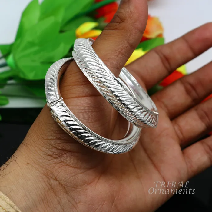 Bracelets TRIBAL ORNAMENTS Vintage antique design handmade Sterling silver baby bracelet foot kada fabulous gifting jewelry from india nsk495