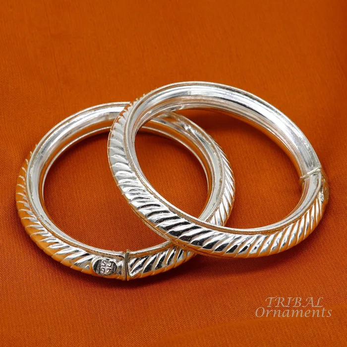 Bracelets TRIBAL ORNAMENTS Vintage antique design handmade Sterling silver baby bracelet foot kada fabulous gifting jewelry from india nsk495