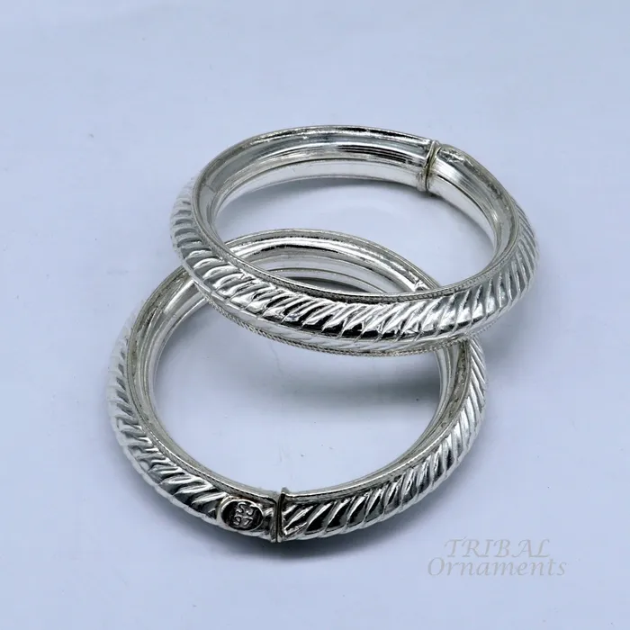 Bracelets TRIBAL ORNAMENTS Vintage antique design handmade Sterling silver baby bracelet foot kada fabulous gifting jewelry from india nsk495